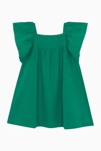 فستان بقصة على شكل حرف A‏ قطن