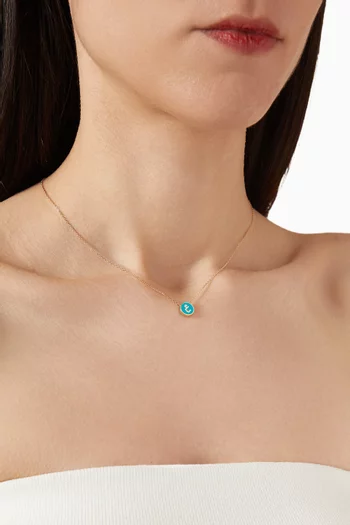 Arabic Letter 'Ein' Double-sided Necklace in Enamel & 18kt Gold