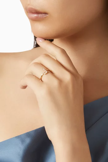 Arabic Letter 'Lam' Ring in Enamel & 18kt Gold