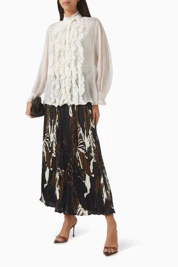 Pleated Skirt in Muslin Cotton Silk