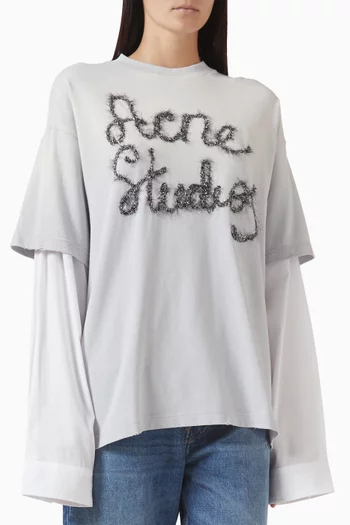 Layered Embroidered T-shirt in Jersey