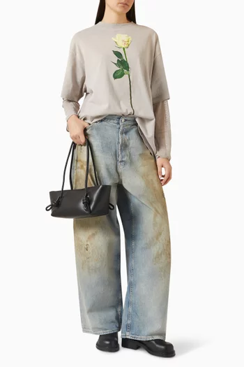 تي شيرت بطبقات متعددة وطبعة قطن