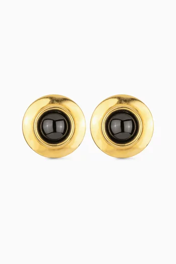 Alva Onyx Earrings in 18kt Gold-plated Brass