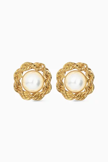 Careen Pearl Earrings in 18kt Gold-plated Brass