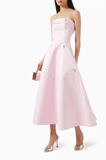 فستان بلوم مزين بتطريزات ستان