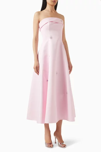 فستان بلوم مزين بتطريزات ستان