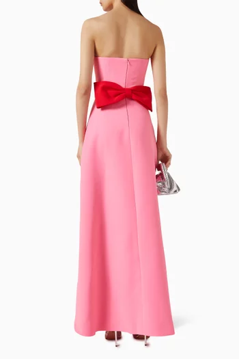 Strapless Bow Waist Gown in Crepe