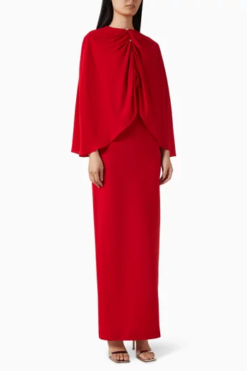 فستان سهرة بكاب قصير كريب