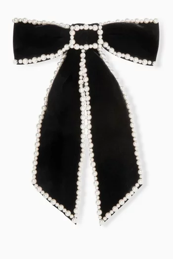 Lennox Pearl Barette Hair-clip in Velvet
