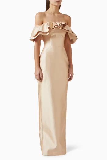 فستان شانتي طويل بكشكش