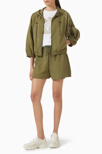 Zip Through Hoodie Coat in Nylon