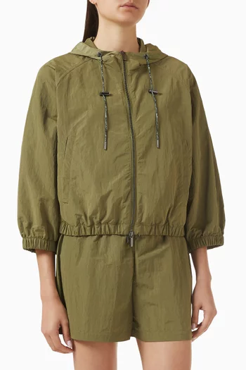 Zip Through Hoodie Coat in Nylon