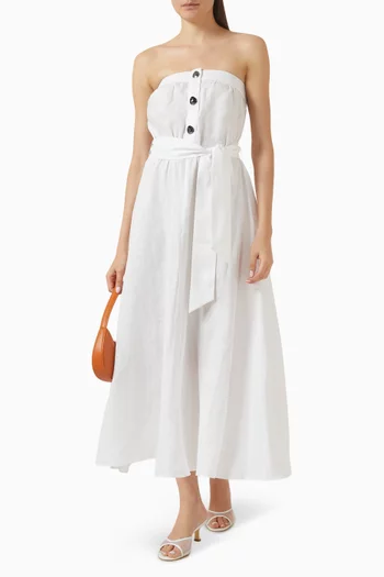 Tie-up Belt Midi Dress in Linen