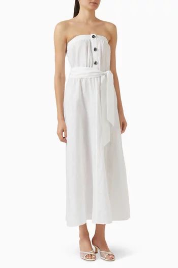Tie-up Belt Midi Dress in Linen