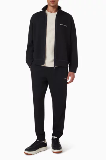 سويت شيرت بشعار الماركة وسحّاب مزيج قطن