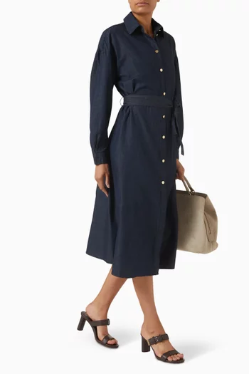 Button-up Midi Dress in Denim