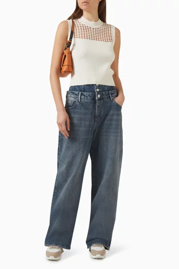 White Edition Open-knit Panel Sweater