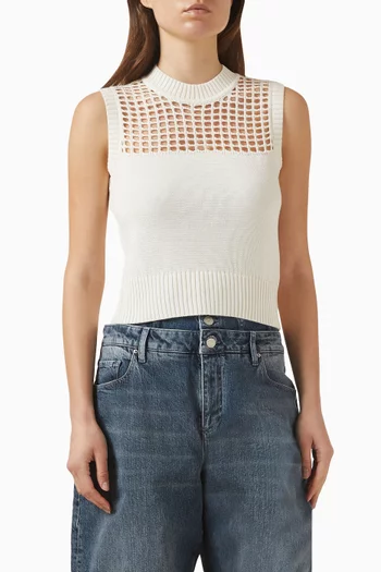 White Edition Open-knit Panel Sweater