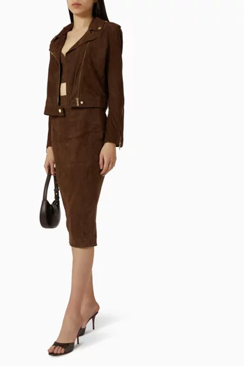 Zip Jacket in Suede Leather