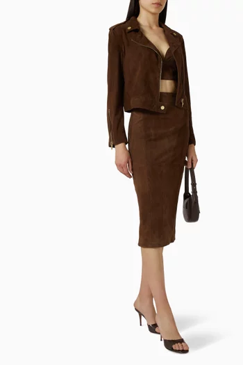 Midi Skirt in Suede Leather