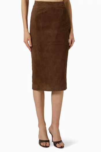 Midi Skirt in Suede Leather