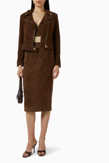 Logo Crop Top in Suede