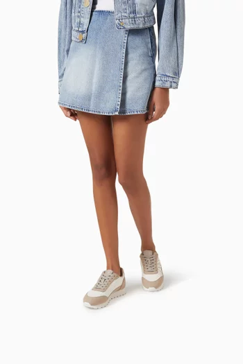 Drop Side AX Logo Sneakers in Microsuede & Mesh