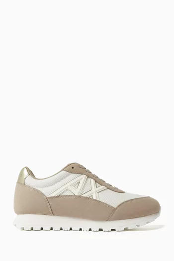 Drop Side AX Logo Sneakers in Microsuede & Mesh
