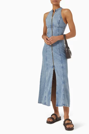 Zip Maxi Dress in Denim
