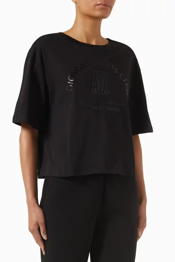 Printed Cropped T-shirt in Cotton