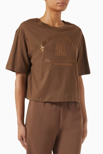 Printed Cropped T-shirt in Cotton