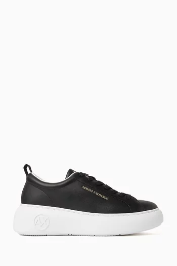 AX Logo Low-top Sneakers in Bovine Leather