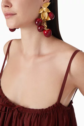 أقراط بتصميم كرز نحاس وراتنج