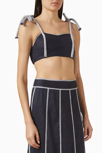 بلوزة كاموجلي قصيرة كتان