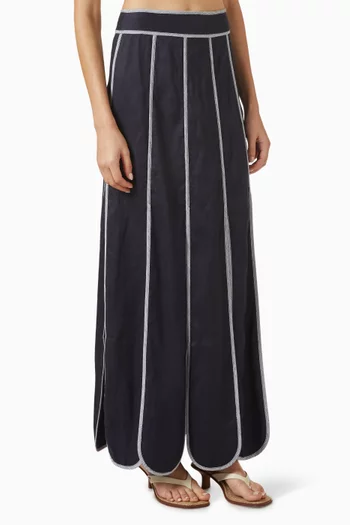 تنورة سيتينا بحافة صدفية الشكل كتان