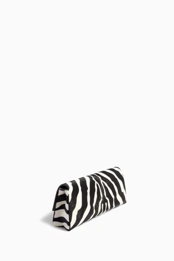 Audrey Clutch Bag in Zebra-printed Calf-hair