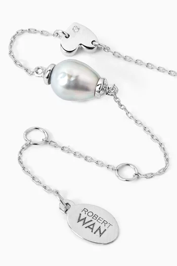 Pearl & Heart Charm Bracelet in 18kt Gold