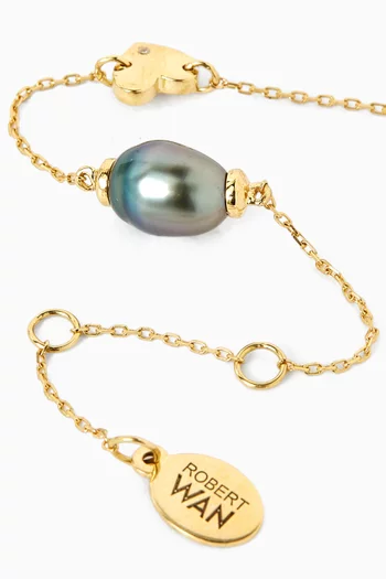 Pearl & Heart Charm Bracelet in 18kt Gold