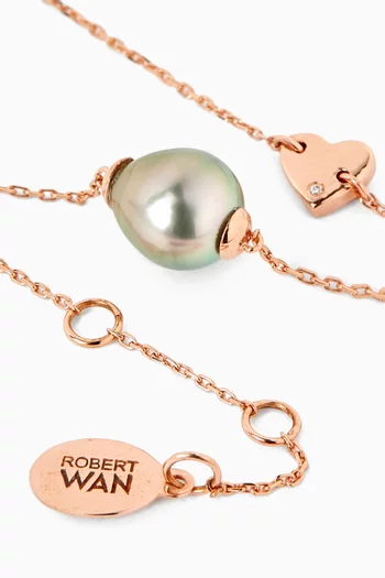 Pearl & Heart Charm Bracelet in 18kt Gold