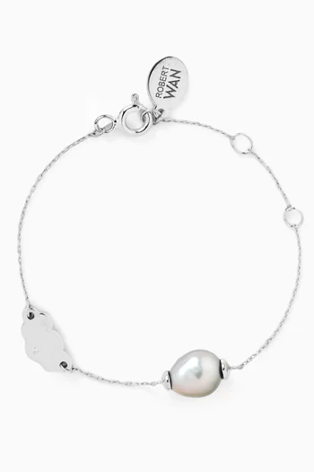 Pearl & Cloud Charm Bracelet in 18kt Gold