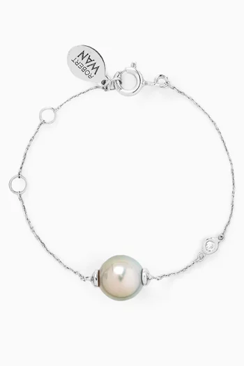 Pearl & Diamond Bracelet in 18kt White Gold