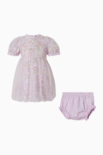 Confetti Sequin-embellished Dress & Bloomers Set