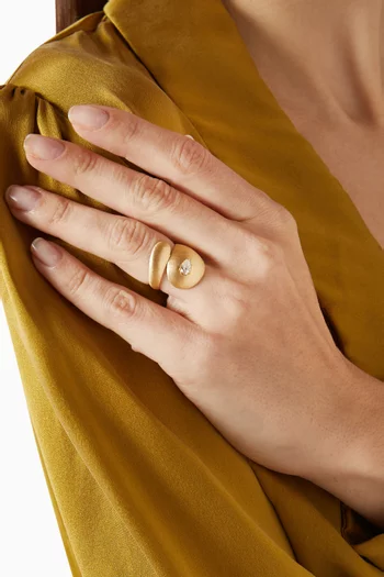 خاتم مرصع بالماس ذهب ‏أصفر عيار 18