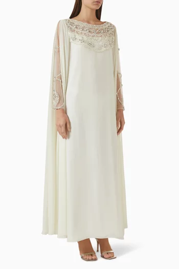 Crystal-embellished Cape Maxi Dress