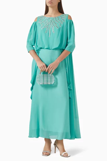 Gathered Crystal Maxi Dress
