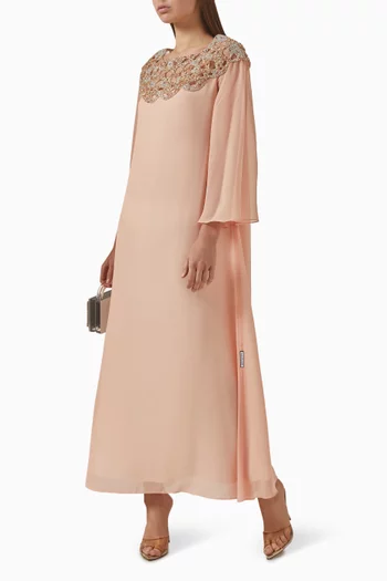 Crystal-embellished A-line Maxi Dress