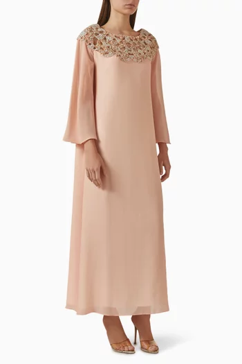 Crystal-embellished A-line Maxi Dress