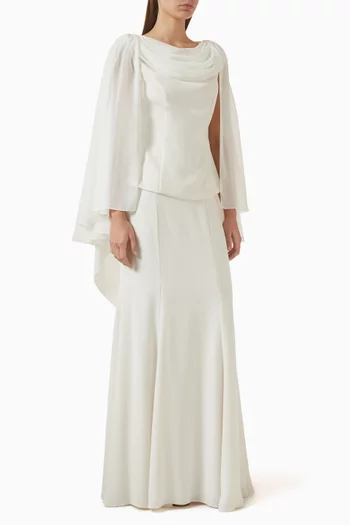 Cowl-neck Blouse & Skirt Set