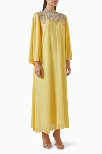 High-neck Embellished Maxi Dress