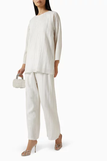 طقم بلوزة وبنطال كتان